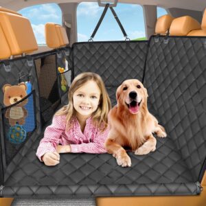 Hard Bottom Dog Car Seat Cover – Waterproof Pet Hammock Bed for SUV, Truck & Car Travel – Machine Washable Rear Seat Extender with Durable Oxford Fabric