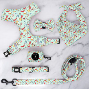 Alternative view of Custom Dog Collar and Matching Leash Set with Rubber Logo – Adjustable, Breathable, Personalized Pet Harness for Dogs & Cats