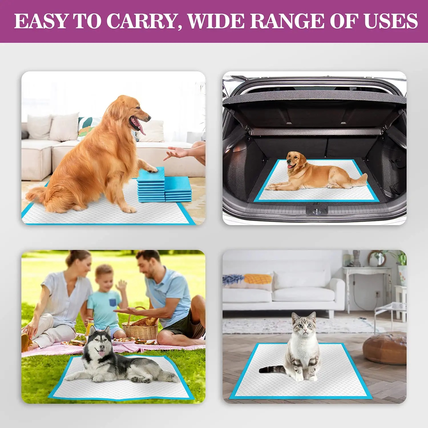 Petdom 60x60 Disposable Pet Pee Pads – Leak-Proof Puppy Training Pads for Dogs and Cats – Eco-Friendly, Portable, with Removable Cover – Empapadores Perro OEM Wholesale - Image 5