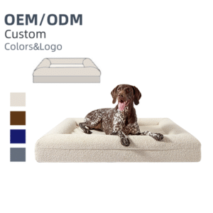 Custom Orthopedic Memory Foam Dog Bed – Luxury Boucle Pet Bed with Removable Cover – Washable, Anti-Anxiety, Rectangular Shape – OEM Available