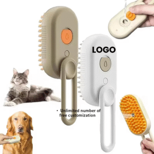 3-in-1 Electric Pet Steam Brush – Cat & Dog Grooming Spray Comb with Massage & Deshedding Function – Rechargeable Hair Brush for Medium to Long Fur