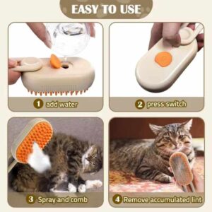 Alternative view of 3-in-1 Electric Pet Steam Brush – Cat & Dog Grooming Spray Comb with Massage & Deshedding Function – Rechargeable Hair Brush for Medium to Long Fur